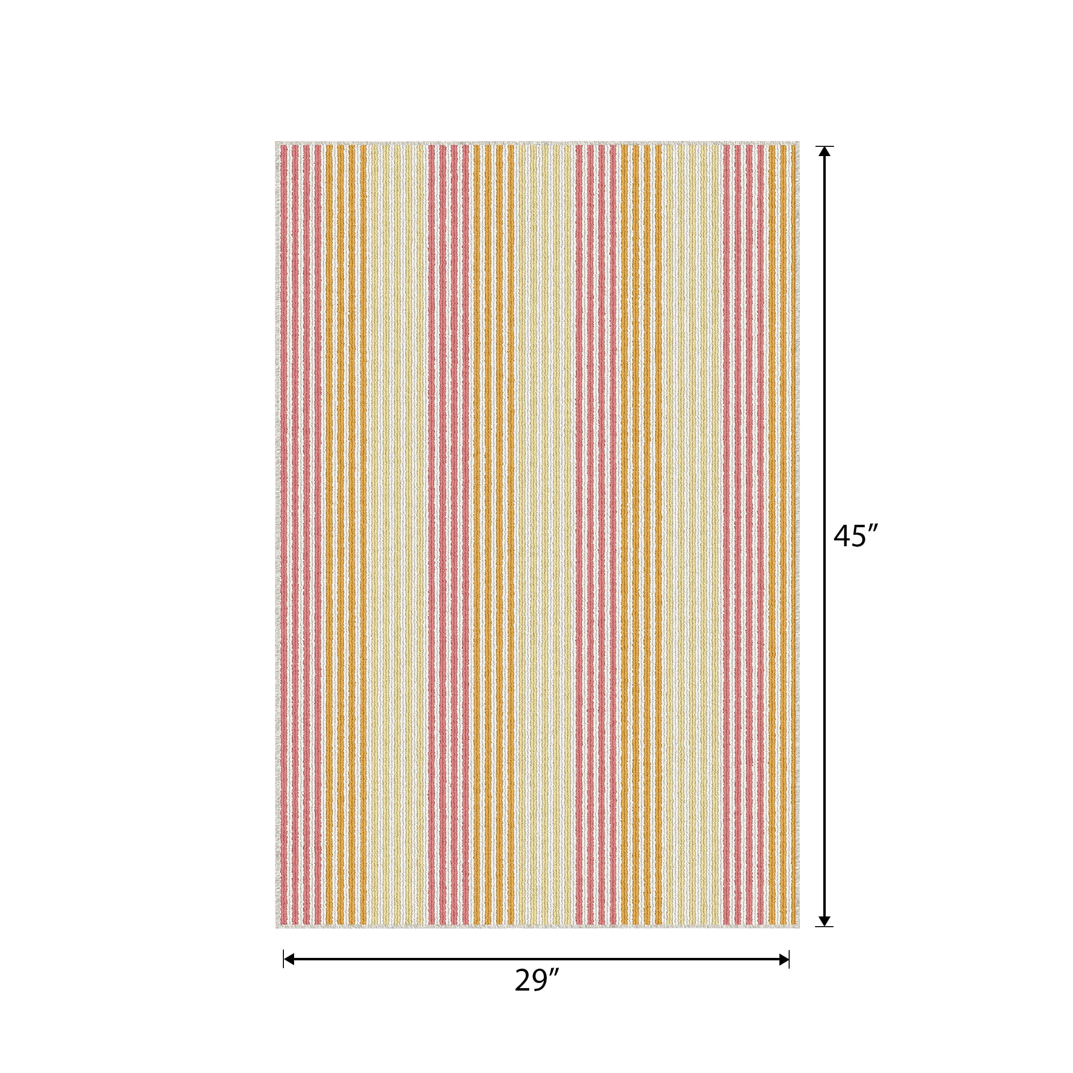 Mainstays Kids Indoor Pink and Yellow Striped Machine Tufted Accent Rug, 28.8" x 45", Machine Washable, Non-Skid Backing