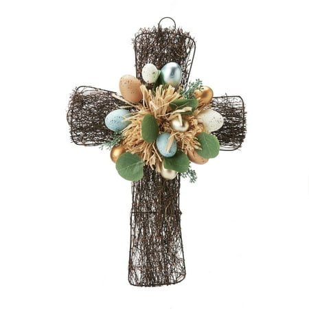 Easter Egg Wreath - Way To Celebrate Easter Cross Wreath with Speckled Eggs