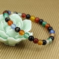 thumbnail image 3 of Natural Multicolor Agate Gemstone 6mm Round Beads Stretch Bracelet 7" Unisex, 3 of 5