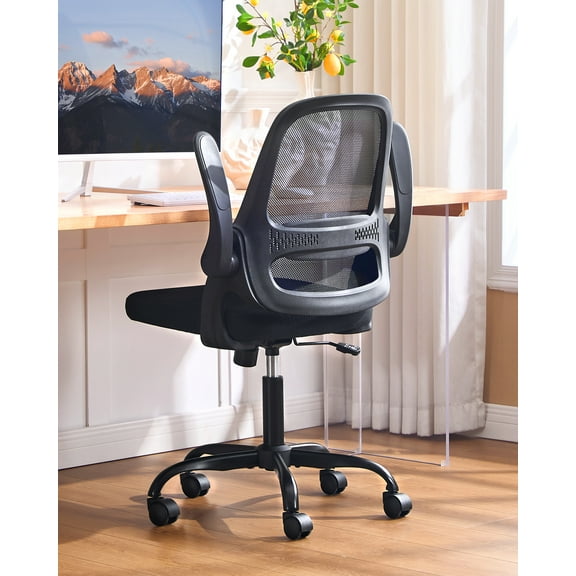TMV Ergonomic Office Chair, Mesh Computer Chair with Wide Seat & Arms - Rolling Desk Chair with Wheels for Home Office, Gaming, or Living Room,Black