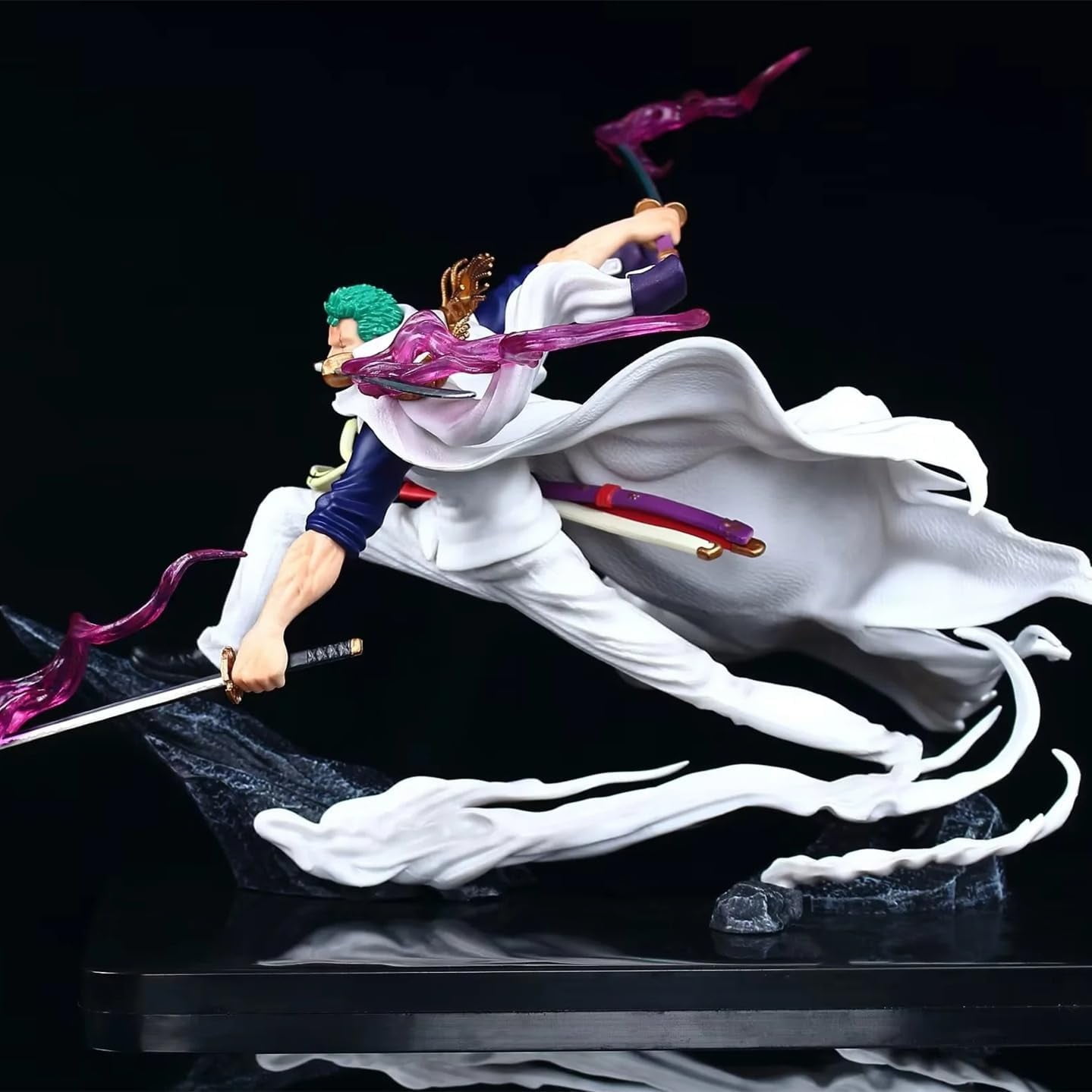 Zoro Figures, Cloak Zoro Action Figure Statue 26cm/10.2inch PVC Anime Cartoon Manga Game Character Model Collectible Decoration Craft Gift (White)