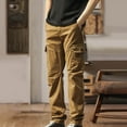 thumbnail image 2 of bbymog Pants for Men Solid Color Cargo Pant Comfy Casual Joggers Outdoor Workout Running Sweatpants with Pockets Beige B XXL, 2 of 4