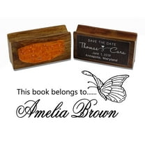 Printtoo Custom Wood Mount Library Rubber Stamp This Book Belongs To Personalized Stamper-2.6 x 1.1 Inches