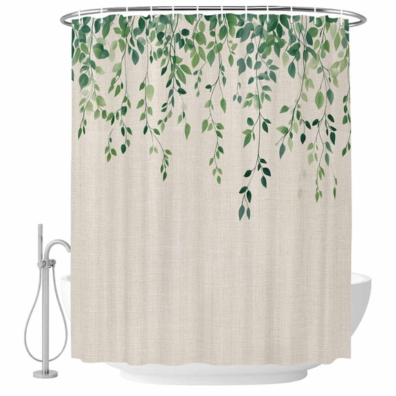 Green Vines Shower Curtain Set - Extra Long 72" x 96" Washable Bathtub Curtain with 12 Hooks, Retro Country Spring Pastoral Leaves Waterproof Fabric Stall Shower Curtains for Bathroom/Bathtub Décor