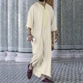 thumbnail image 2 of XDZJLR Men Shirts Spring And Autumn Fashion Embroidered Muslim Pullover Robe Tee, 2 of 7