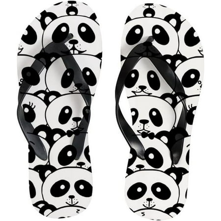

Hyjoy Flip Flops Slippers Black White Pandas Cute Animals Sandals for Beach Summer Shower Women Men Boy Girl Kid