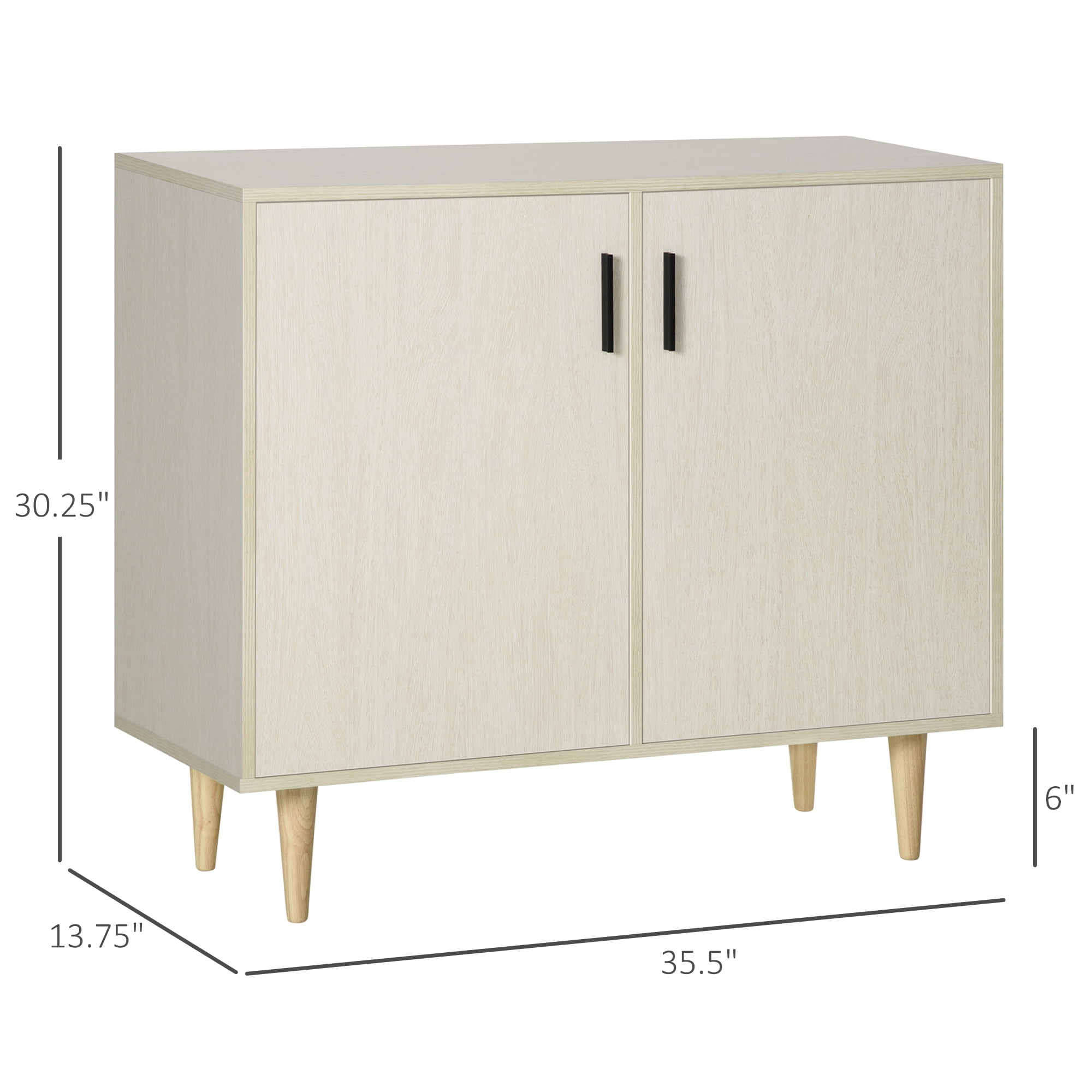 HOQBN Sideboard Buffet Cabinet, Accent Cabinet with 2 Doors, Adjustable Shelves and Wood Legs for Living Room, Kitchen, Natural