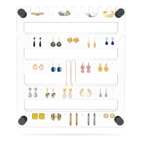 SUPERIOR ESSENTIALS 5-Tier Jewelry Organizer - Elegant Jewelry Holder Organizer for Studs, Earrings, Necklaces, and Rings - Wall-Mountable Hanging Jewelry Stand