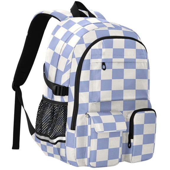 ALAZA Blue Checkered Grid Print Student Backpack School Bookbag Large Laptop Daypack Travel Bag