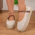 thumbnail image 5 of Samdudou Womens Flats Shoes Closed Toe Mary Jane Slip On Espadrilles Hollow Out Mesh Upper with Adjustable Buckle Strap Lightweight Walking Footwear Casual Summer, 5 of 6