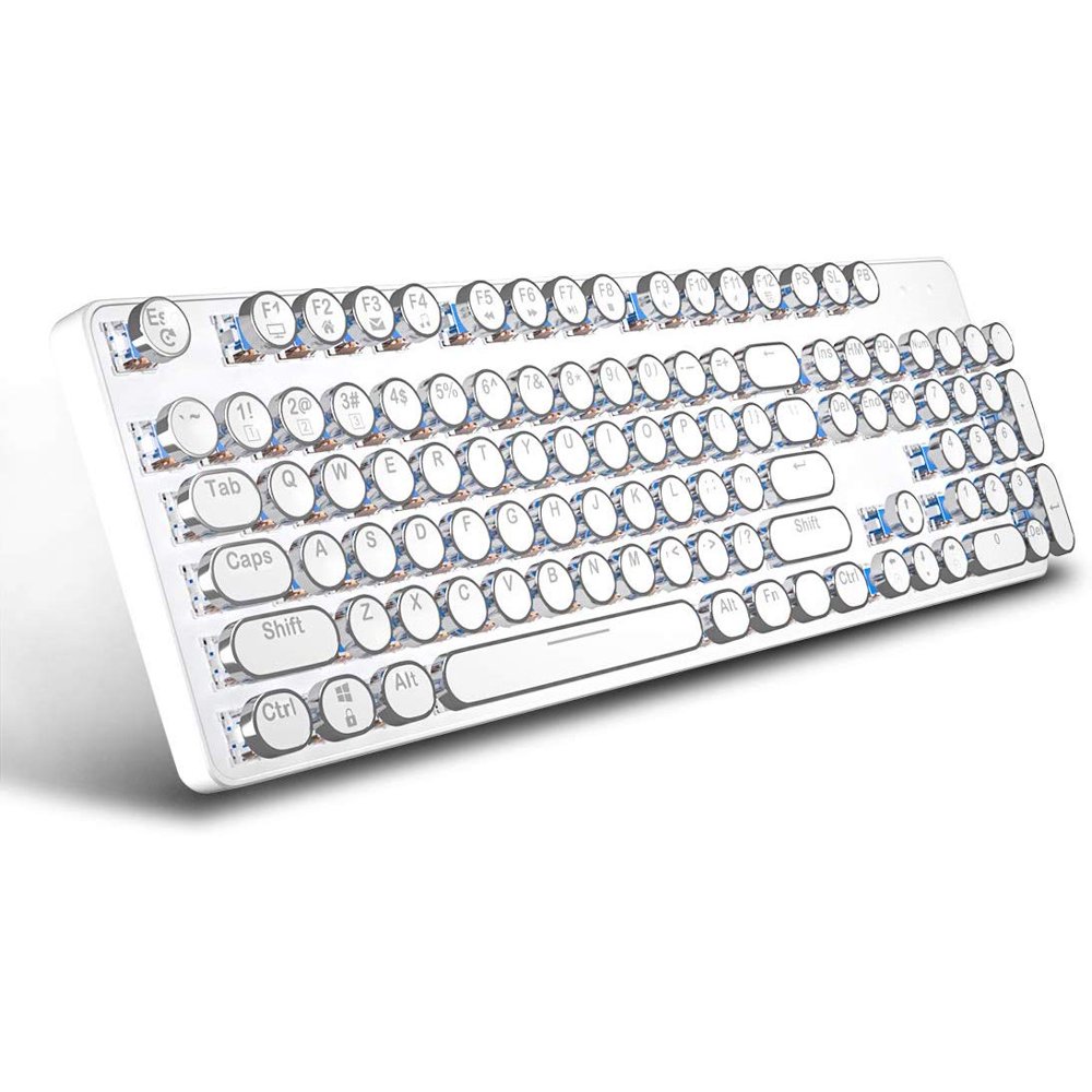 Retro Vintage Mechanical Typewriter with White LED Backlit Keyboard