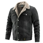 OmicGot Men's Winter Plus Velvet Lined Denim Jacket Windbreaker Trucker Jacket