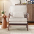 thumbnail image 5 of Bonzy Home Mid-Century Modern Accent Chair, Upholstered Lounge Reading Armchair with Side Storage Pocket & Lumbar Cushion, Comfy Fabric Chair for Living Room Bedroom, White, 5 of 9