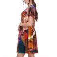 thumbnail image 2 of Balery Oil Paintings of Elephants Vestidos sueltos de manga corta para mujer, vestidos de verano 2025, vestidos casuales de corte A con vuelo., 2 of 6