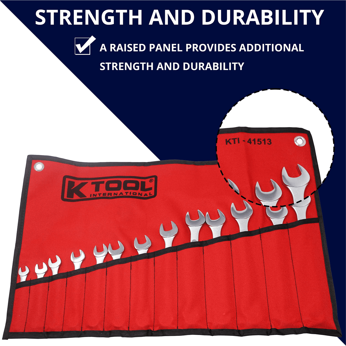 K-Tool 41513 13-pc Metric Raised Panel Combo Non-Ratcheting Wrench Set