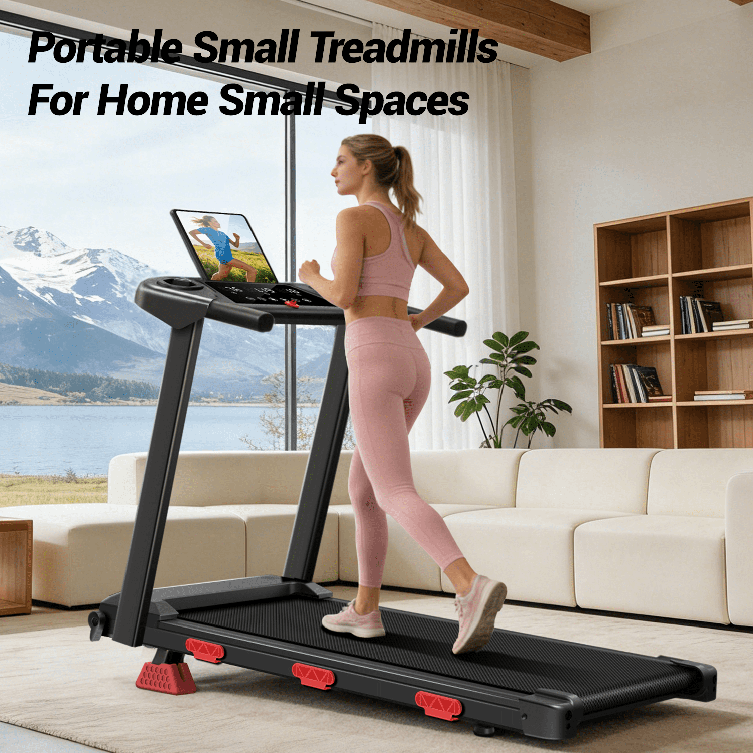 BOGYKIK Foldable Electric Treadmill with 15% Incline & Speed 0.6–7.5 MPH, 400 lbs Capacity 3.0HP Quiet Walking Pad with LED Screen, 7-Layer Shock-Absorbing Running Belt for Home Gym