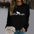 thumbnail image 2 of Sweatshirts for Women Loose Fit Tops Long Sleeve Pullover Letter Printed Round Neck Hoodless Pullover Comfortable Tops Fashion Outfits Clothes Black-L, 2 of 4