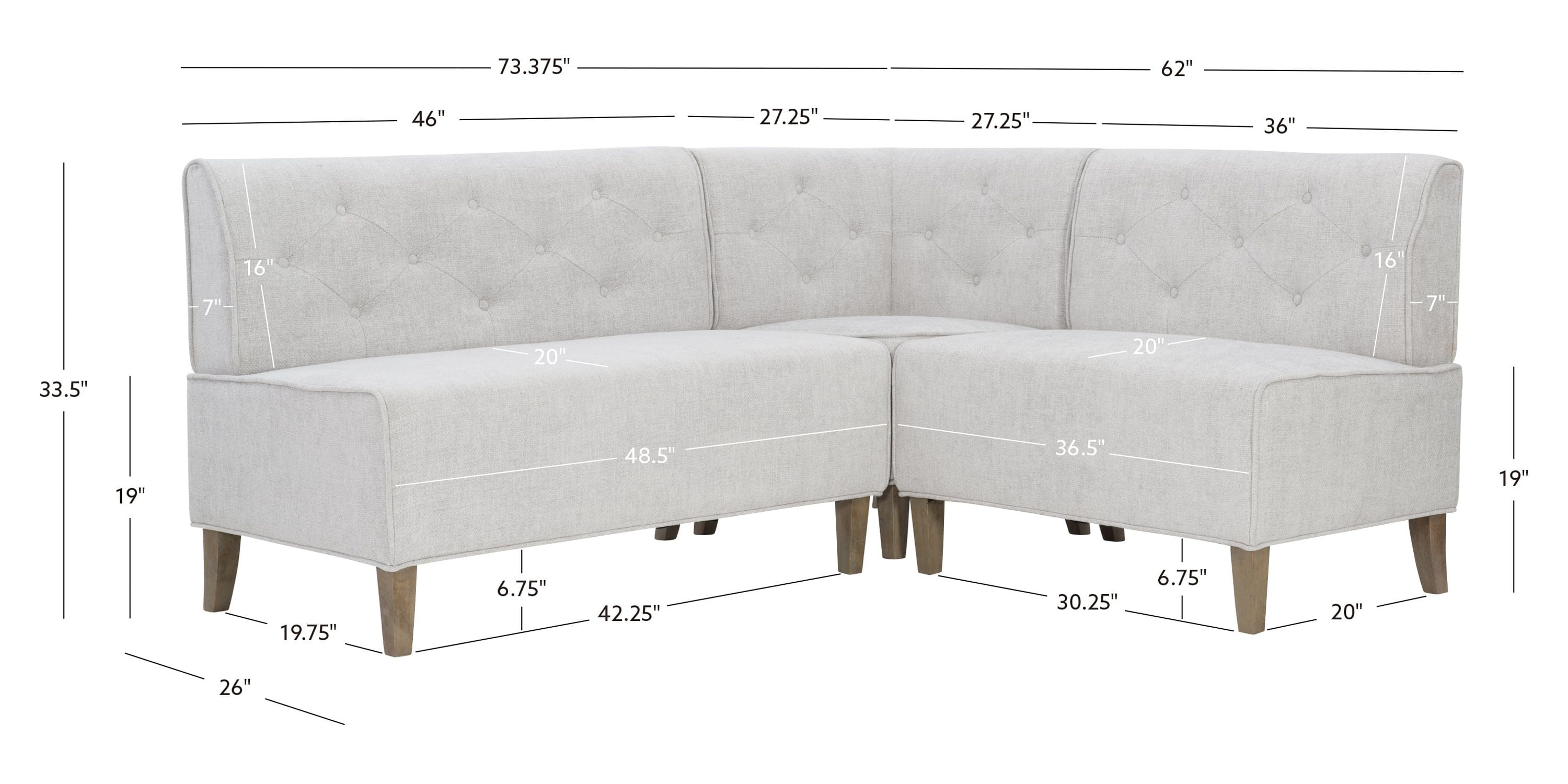 Powell Augusta Upholstered Corner Dining Breakfast Nook, Seats 5, Light Gray
