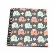 3dRose Cute Pink and Light Blue Decorated Elephants Pattern - Mini Notepad, 4 by 4-inch