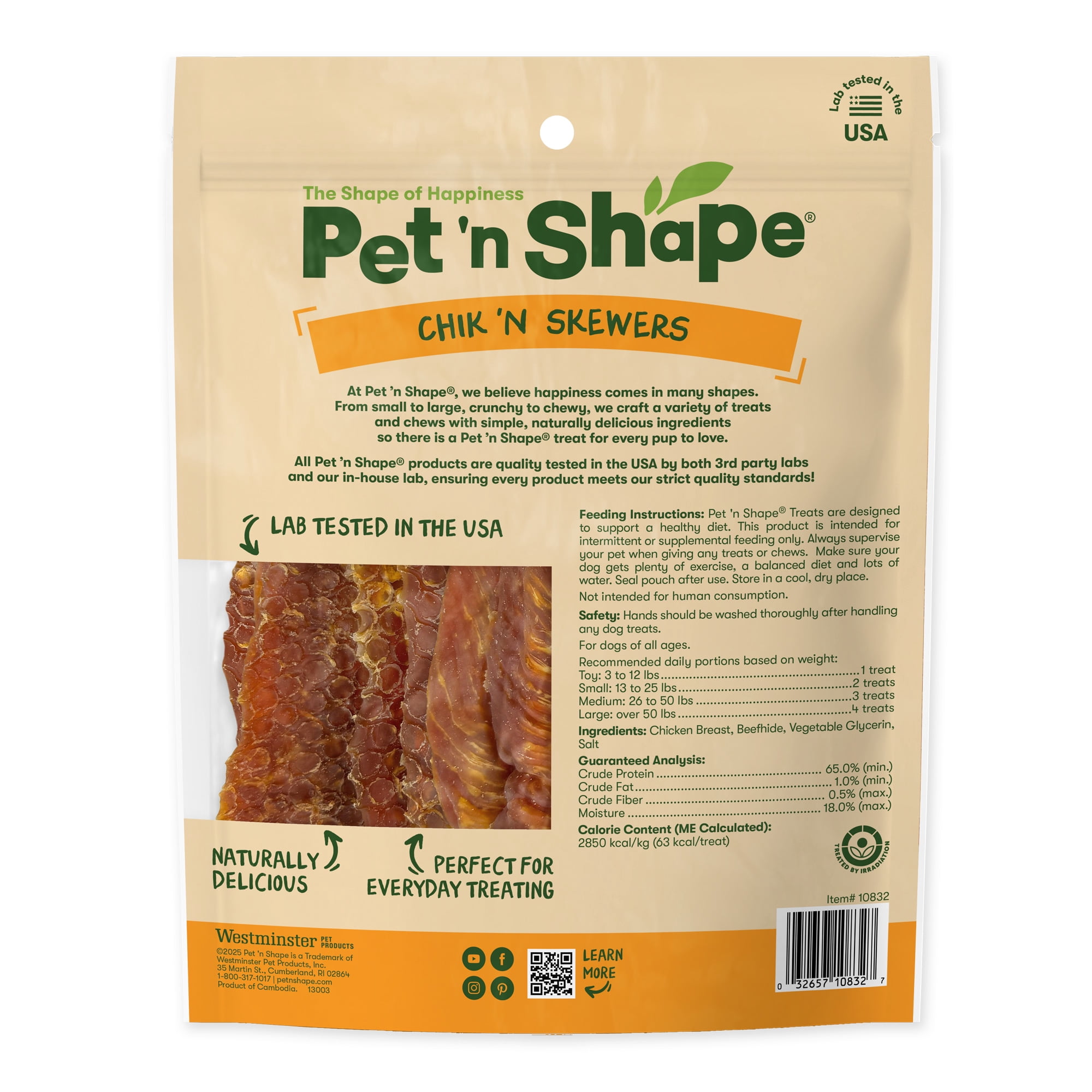 Pet 'n Shape Chik 'n Skewers – Chicken Wrapped Rawhide Chew Dog Treats - 2 Pound