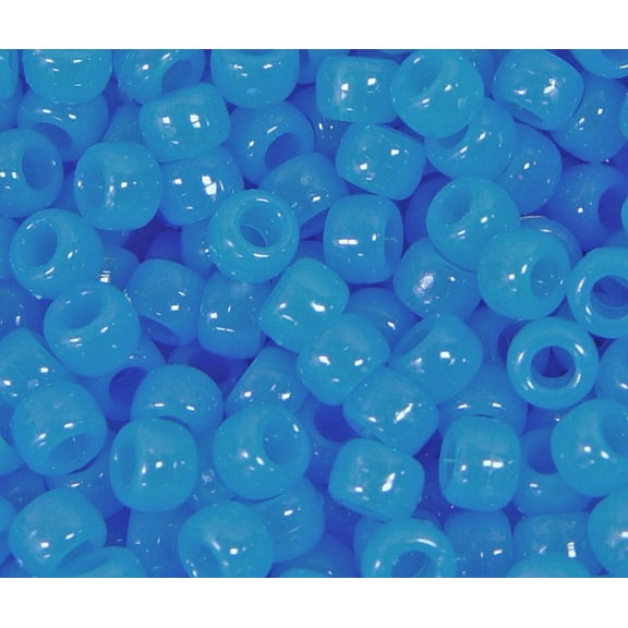 Jolly Store Crafts 9x6mm Blue Glow in the Dark Pony Beads, 500pc., made in USA
