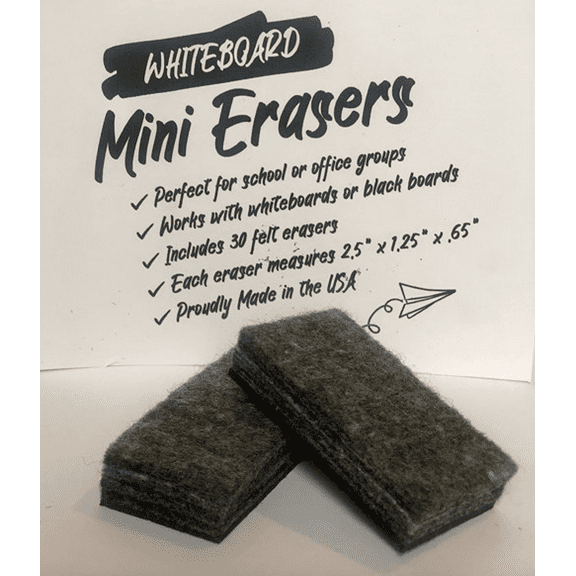 Mini Dry-Erasers for Whiteboard, 30 Pack