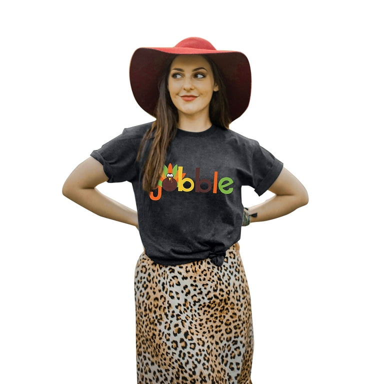 Leopard Animal Print Gobble Women's T-Shirt Thanksgiving T-Shirt Leopard Animal Print Gobble Women's T-Shirt Thanksgiving T-Shirt