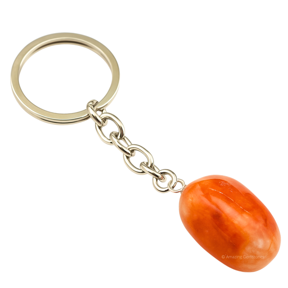 Carnelian Crystal Car Key Holder, Tumbled Crystal Keychain