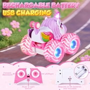 Carsky Unicorn Remote Control Car for Girls 3-8, Rechargeable RC Toy w/ Lights&Music, Indoor Outdoor Gift for Kids 3+