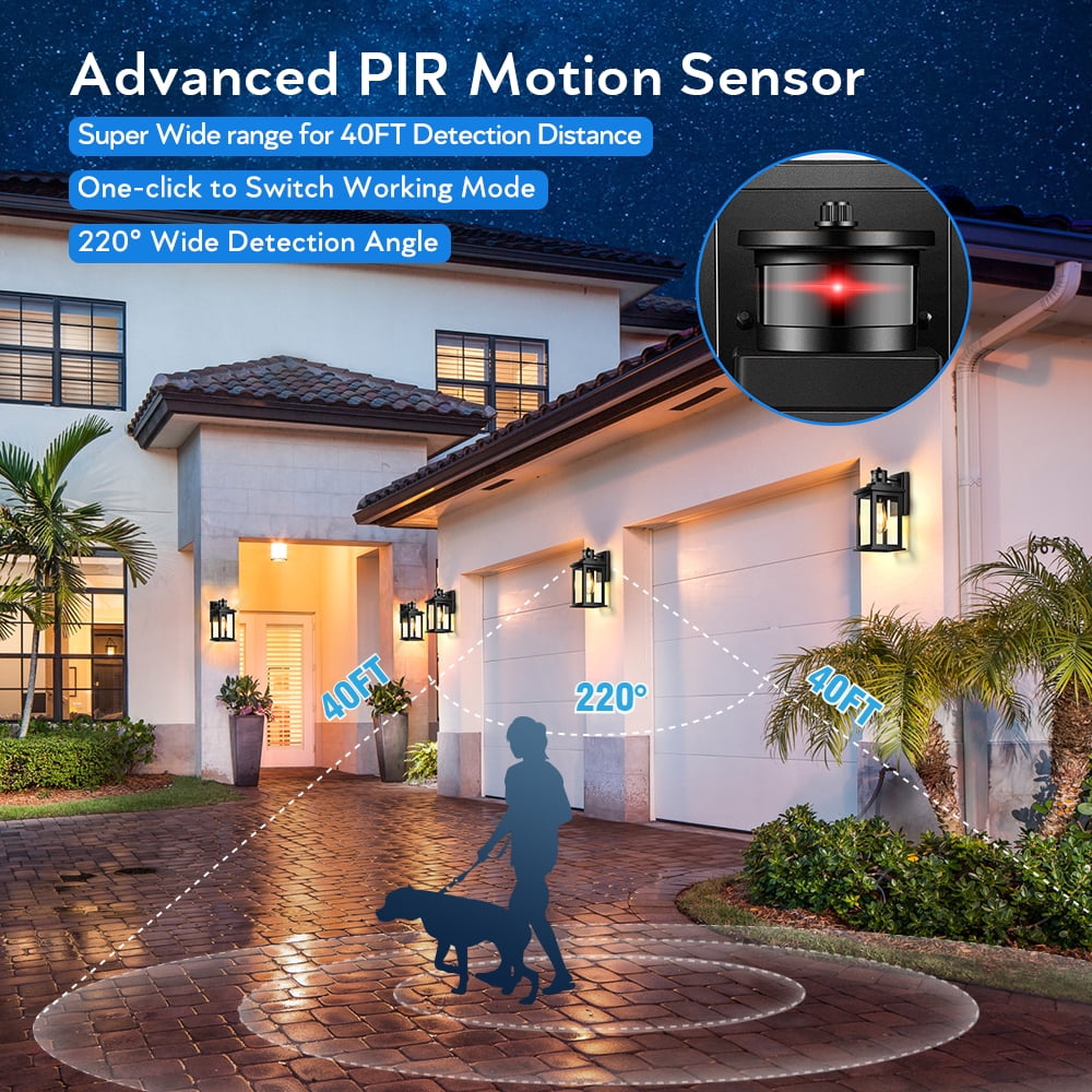 VIANIS Outdoor Light Fixture Motion Sensor, Anti-Rust Dusk to Dawn Outdoor Lights for House, Waterproof Outdoor Coach Lights for Garage, Patio, Anti-Rust, 1-Pack