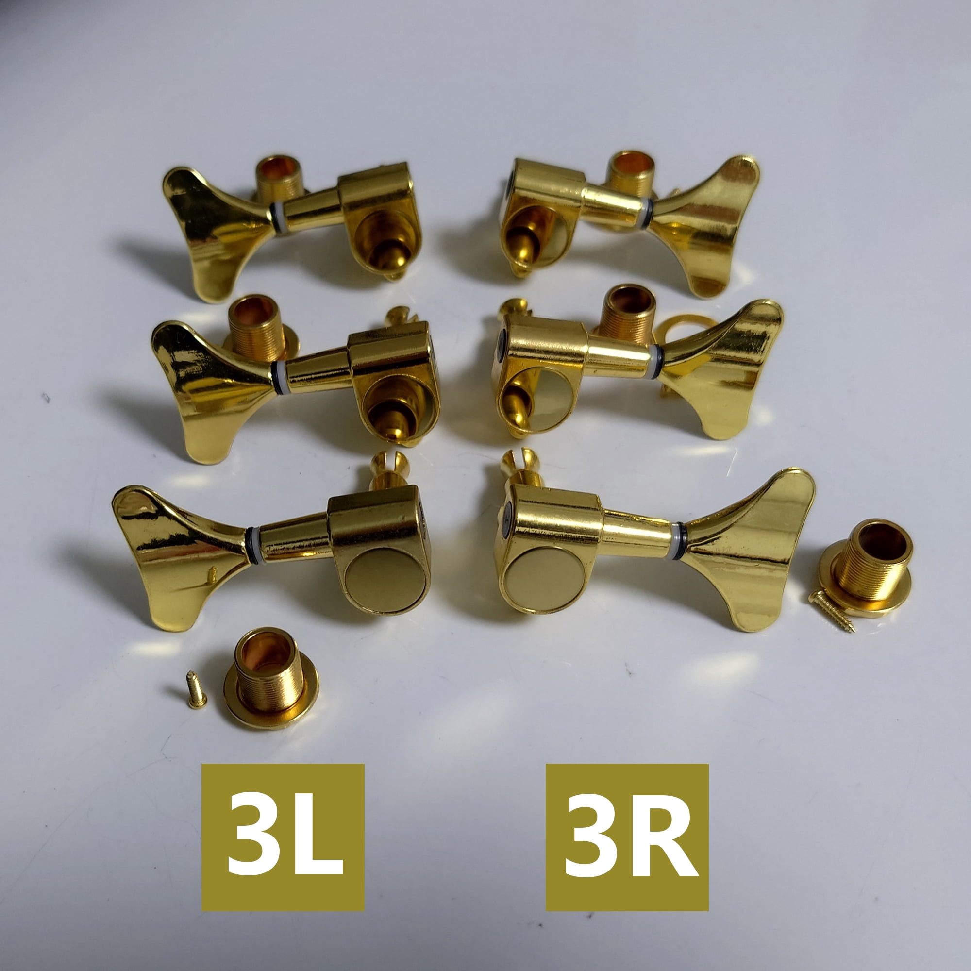 3L 3R Gold Closed Electric Bass Tuning Pegs Left & Right Tuners Set for 3L 3R String Configuration Bass Guitar