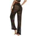 thumbnail image 3 of cfhntfmh Beach Pants for Women Crochet High Waist Hollow out Cover up Long Pants Summer Casual Wide Leg Loose Pants, 3 of 4