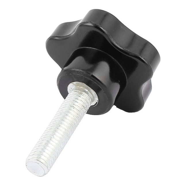 Unique Bargains M10 Threaded Plastic Star Head Clamping Screw On Knob Grip Black