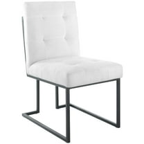 Modway Privy Black Stainless Steel Upholstered Fabric Dining Chair in Black White