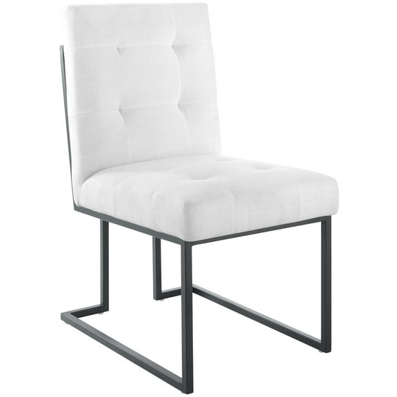 Modway Privy 18.5" Stainless Steel Polyester Fabric Dining Chair in Black/White