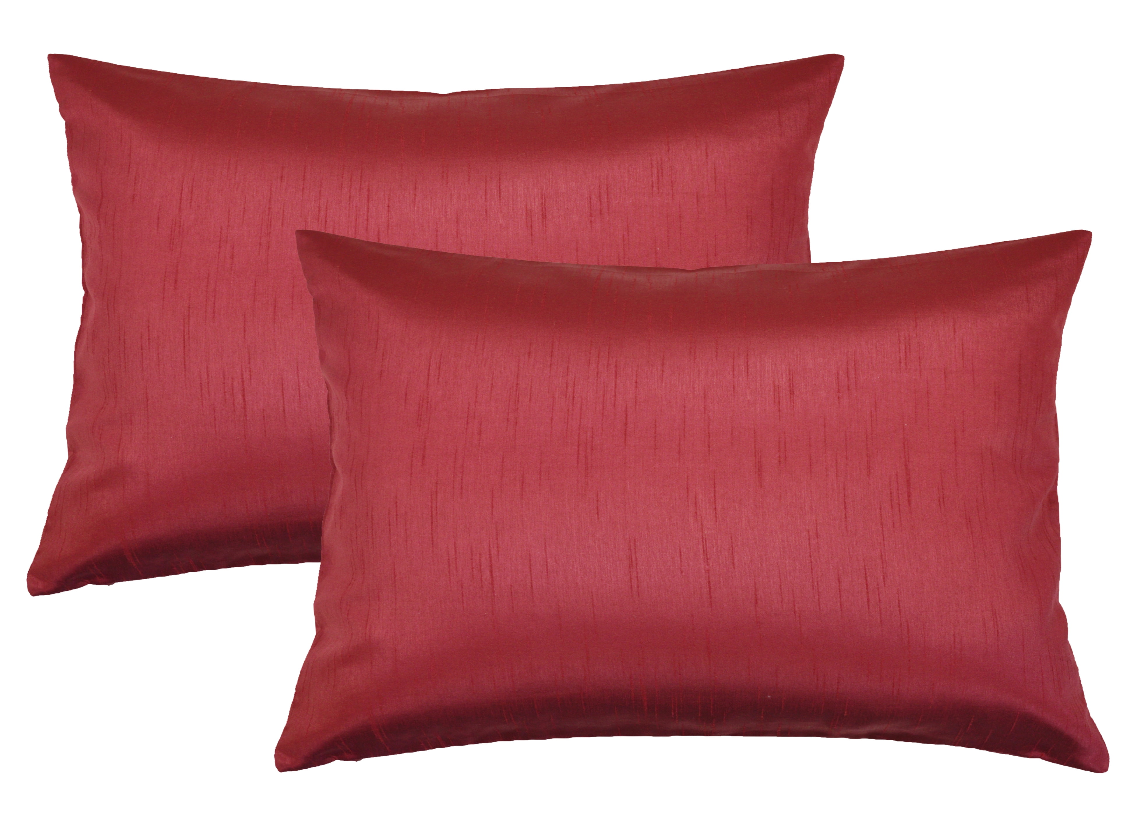 Aiking Home 12x18 Inches Faux Silk Square Throw Pillow Cover, Zipper Closure, Red (Set of 2