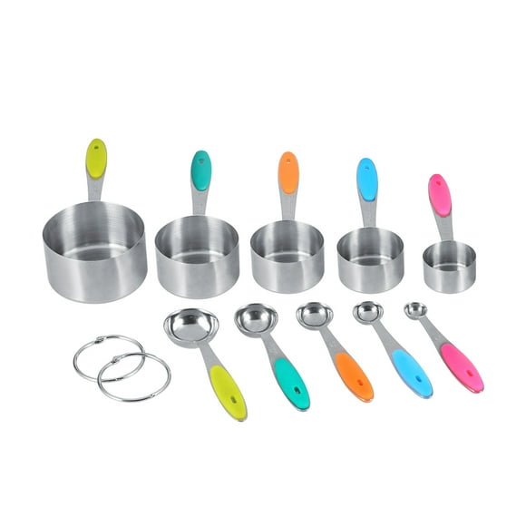 10 Pièces Tasses Et Cuillères à Mesurer En Acier Inoxydable Avec Poignée En Silicone Gadgets De Cuisine Pour la Cuisine Et la Cuisson