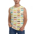 thumbnail image 2 of Lsque Colorful Mustache Print Men's Cotton Blend Sleeveless Muscle Shirts (S-3XL)- Moisture Wicking, Odor Protection, UPF 30+,Medium, 2 of 8