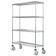 30" Deep x 36" Wide x 60" High 4 Tier Chrome Wire Shelf Truck with 800 lb Capacity
