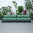 thumbnail image 4 of LeisureMod Chelsea 4-Piece Outdoor Armless Patio Sectional Black Aluminum With Green Cushions, 4 of 8