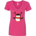 thumbnail image 3 of Inktastic Penguin Xmas Women's V-Neck T-Shirt, 3 of 5