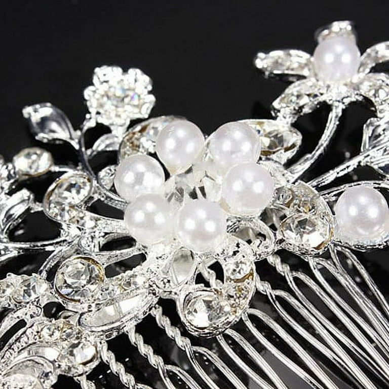Besufy Women Brooch Alloy Flower Faux Pearls Brooch Crystal Pin Brooches Wedding Party Jewelry, Women's, Size: One size, White