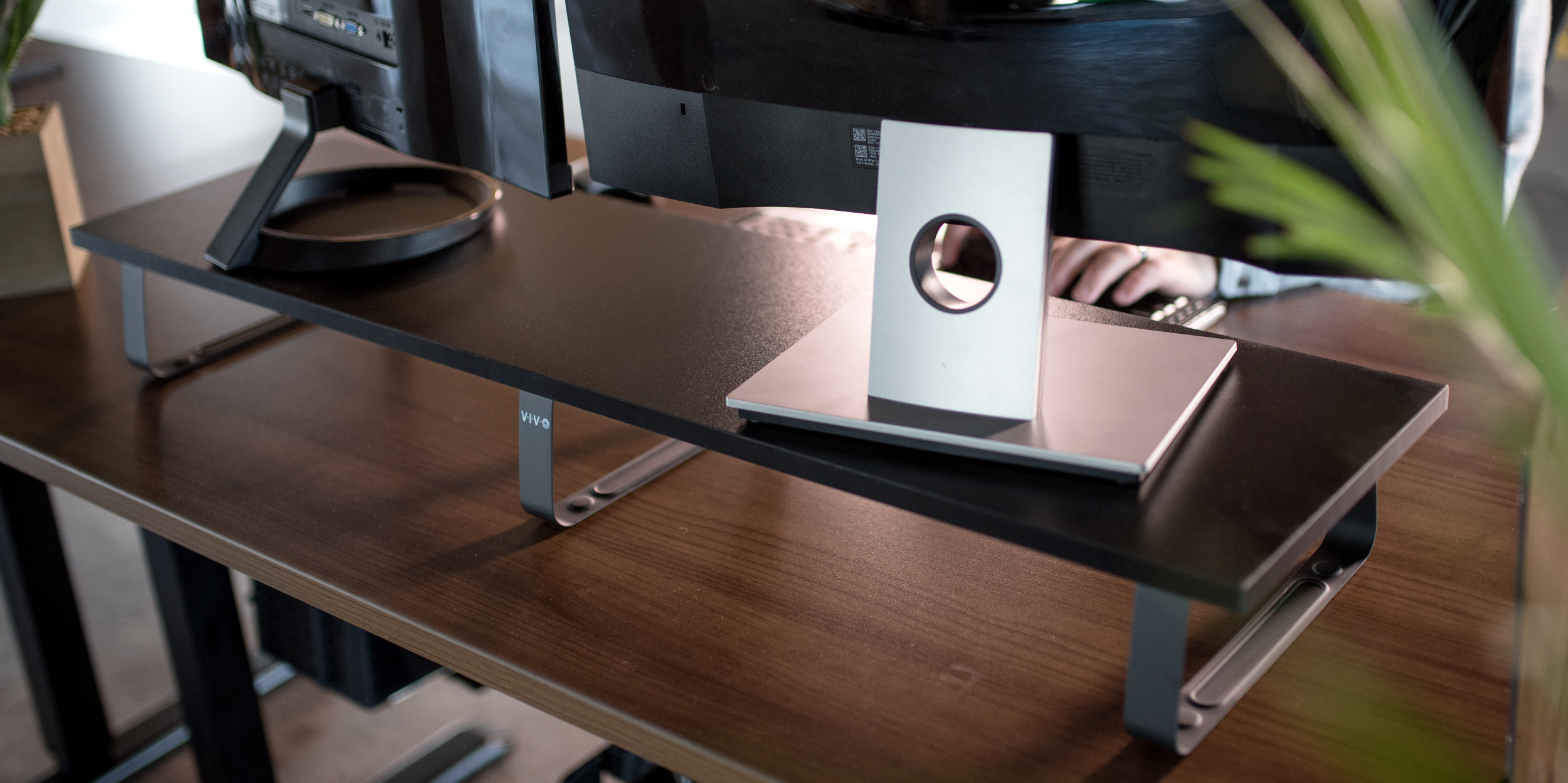 Vivo Black Wood 39 Wide Extra Long Desktop Stand Ergonomic Tv Dual Vivo Black Wood 39 Wide Extra Long Desktop Stand Ergonomic Tv Dual Monitor Riser And Desk