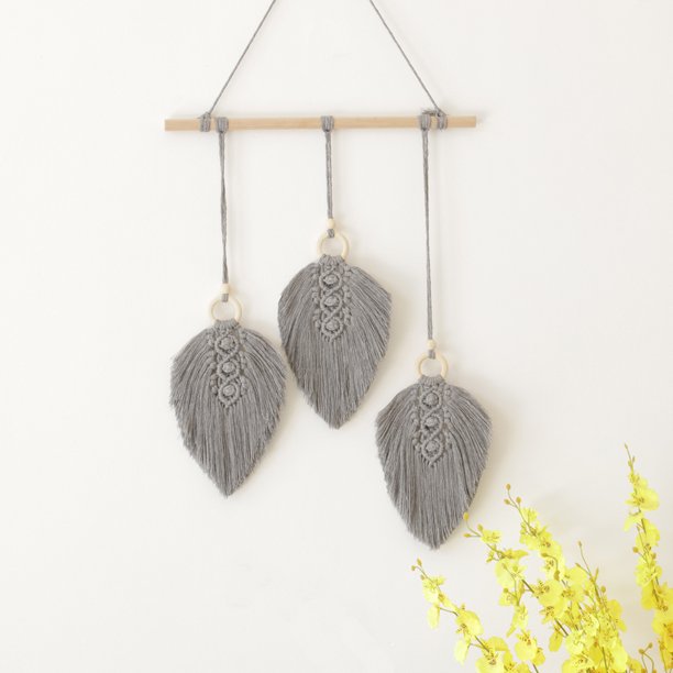 Tapiz tejido a mano de estilo bohemio para colgar en la pared, para regalos, dormitorio, sala de estar, dormitorio, decoración del hogar, decoración de boda, 40 x 88 cm (gris)