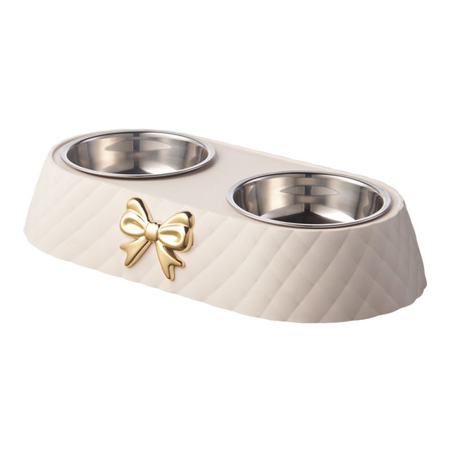 SXcggal An.ti Tip Double Bowl System For All Sizes Of Dogs & Cats Large Capacity Stainless Steel Food & Water Bowl Combo Secure & Convenient 2 In 1 Design Cute Healthy Practical Pet Accessories