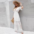 thumbnail image 6 of IBTOM CASTLE Women's Sexy Deep V Neck Boho Dress Lace Floral Ruffle Wedding Bridesmaid Cocktail Party Long Maxi Dress S White-2, 6 of 8