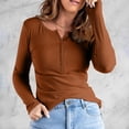 thumbnail image 4 of Long Sleeve Tees for Women V Neck Tight Thermal T Shirts Solid Color Stretch Casual Tops Basic Tee Tshirts for Women Coffee L, 4 of 7