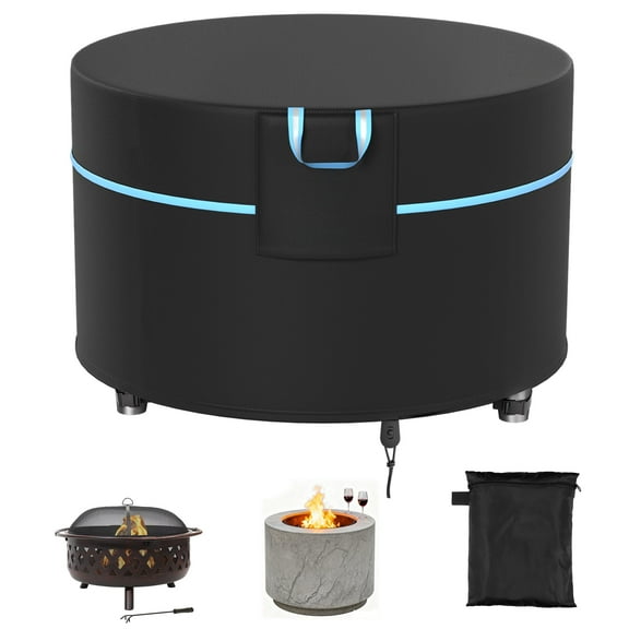 Agricasst Fire Pit Cover, Round Fire Pit Covers Waterproof 420D Heavy Duty Weather Resistant, Gas Fire Pit Patio Fire Bowl Cover for Fire Pits & Outdoor Fireplaces, 36x24Inch