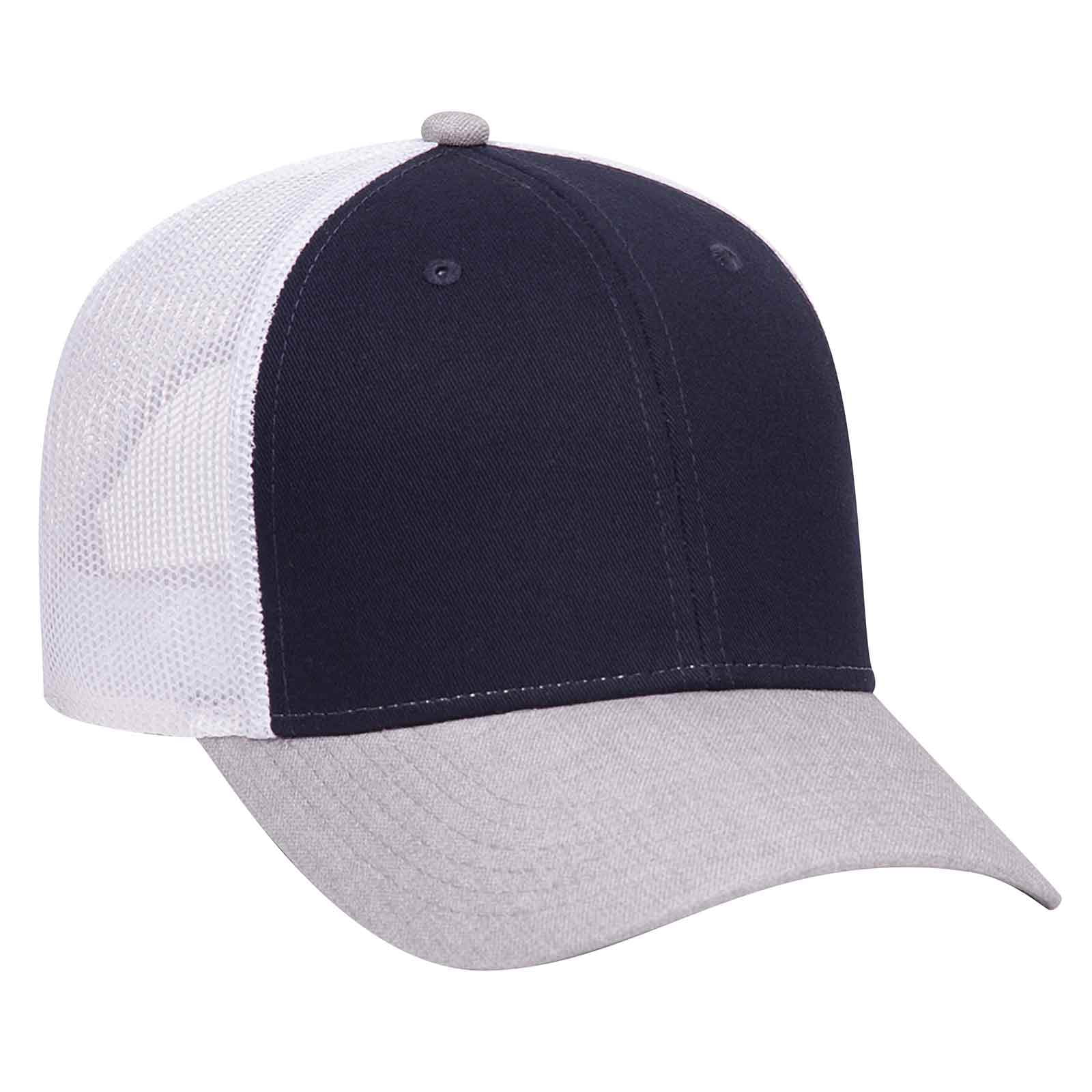 High Quality Low Profile Wash 6 panel Charcoal White Snap Back Trucker Mesh hat 