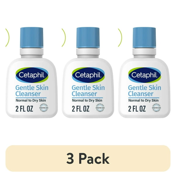 (3 pack) Cetaphil Travel Size Gentle Skin Cleanser, Hydrating Face Wash for Dry to Normal Sensitive Skin, 2 oz